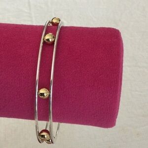 Woman’s Sliver & Gold Plated Bangle Bracelet can be worn with anything